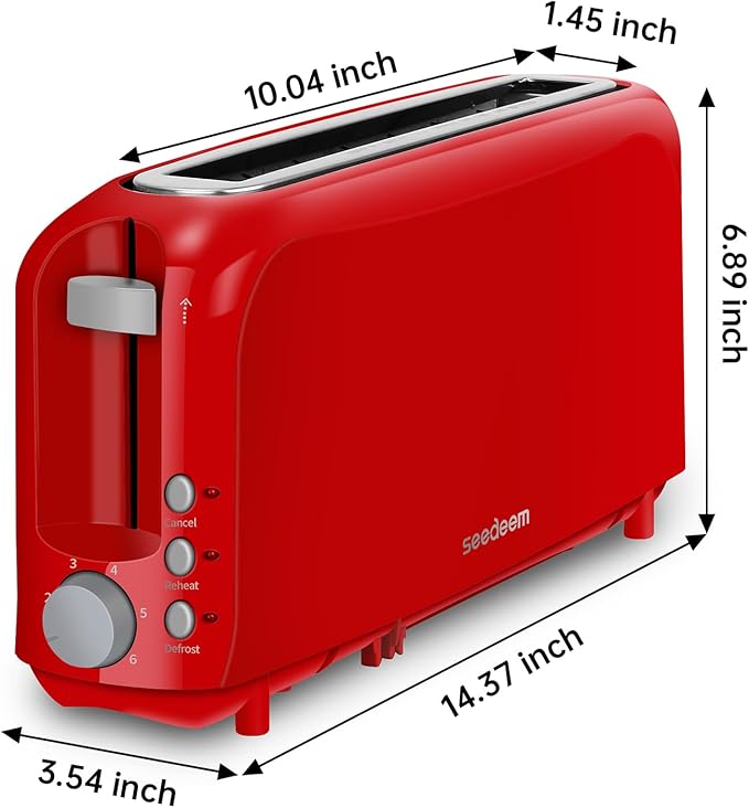 SEEDEEM 2 Slice Slim Toaster, Single 10" Long Slot Toaster Fits Bagels & - Image 5