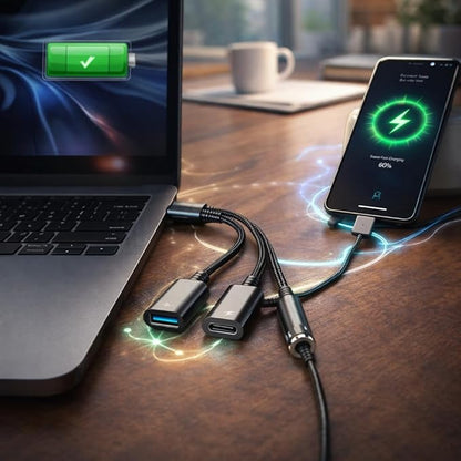 Mizi 3-in-1 USB C to Headphone Jack and Charger Adapter, 60W PD Fast Charging & - Image 4