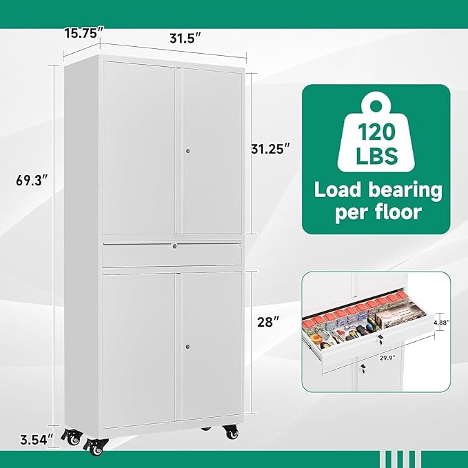 Letaya Metal Garage Storage Cabinet - Image 3