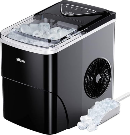 Silonn Ice Maker Countertop, 9 Cubes Ready in 6 Mins, 26lbs in 24Hrs, by Silonn