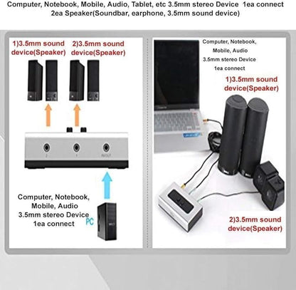 NETMATE 3-Port 3.5mm Stereo Audio Switch, 3.5mm+RCA Audio Switcher 2 Input 1 - Image 5