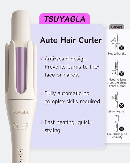 TSUYAGLA Automatic Hair Curler, 1 1/4 Inch Rotating Curling Iron - Image 3