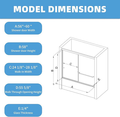 Royal Guard 56-60" W x 58" H Semi-Frameless Sliding Shower Door - Image 9