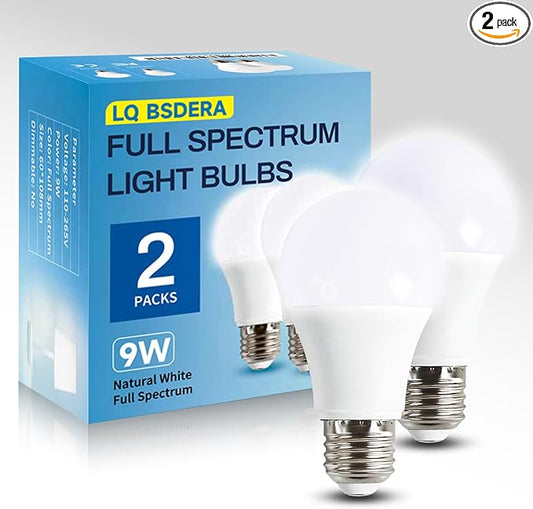 LQ BSDERA 2PK Full Spectrum Light Bulbs, 6000K Natural Light That Mimic Sunlight by Unknown