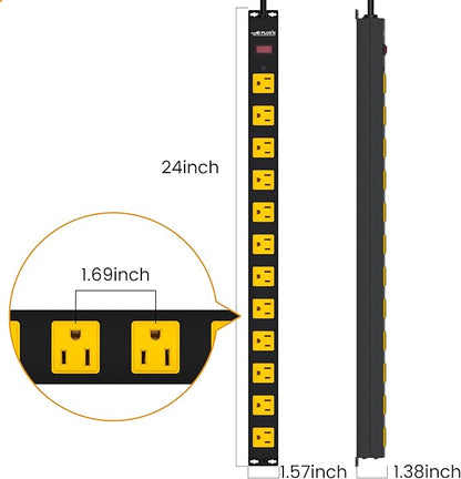 12 Outlet Long Power Strip, 2100 Joules Surge Protector, 6FT Power Cord - Image 5