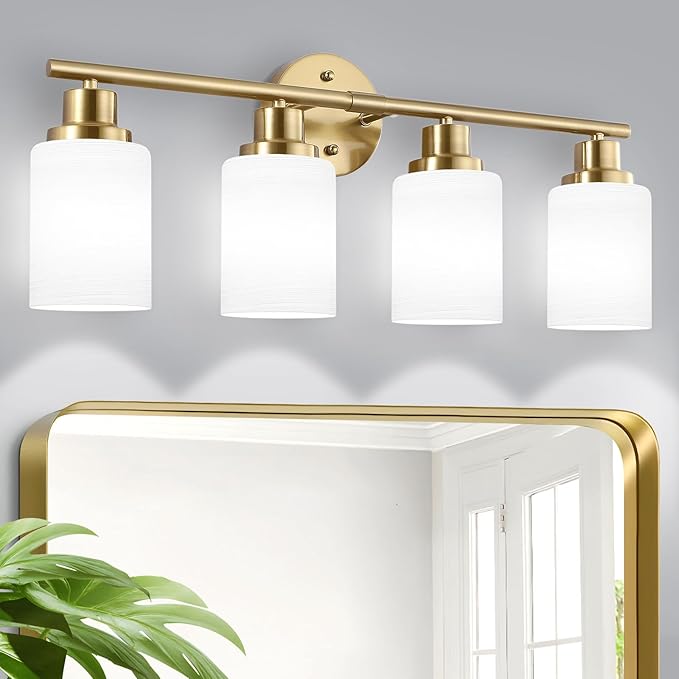 Guliaofo 4-Light Vanity Lights, Brushed Gold Bathroom Light Fixture by GuliaofoLights