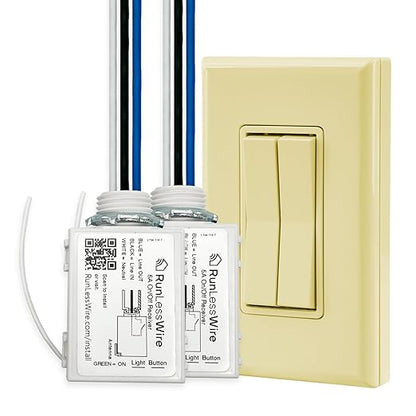 RunLessWire Fan & Light Battery-Free DIY Wireless Light Switch Kit 150ftRF by RunLessWire