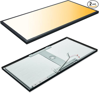 Mcacggo Black 2x4 FT LED Flat Panel Light Surface Mount 2 Pack, 0-10V Dimmable by Mcacggo