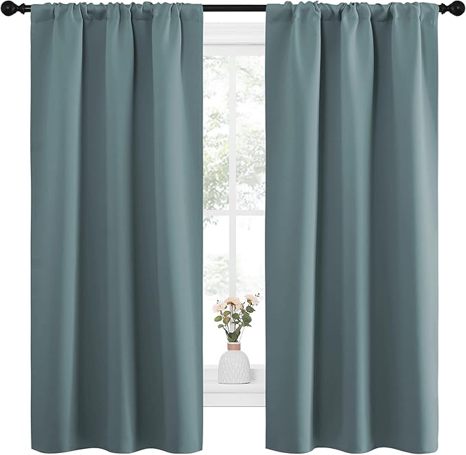 NICETOWN Greyish Blue Blackout Curtains Panels - Image 2