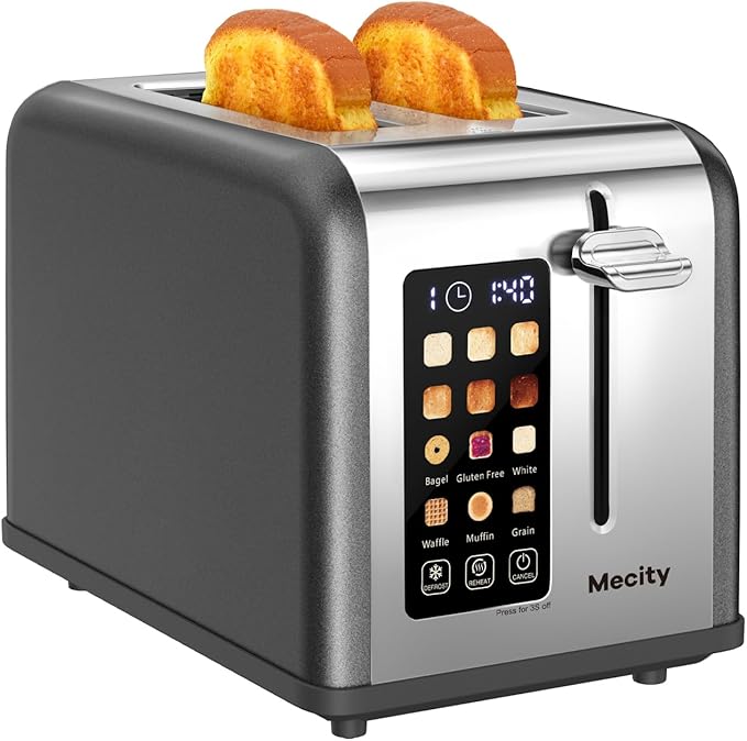 Mecity 2 Slice Touch Screen Toaster, 1.5" Wide Slot, Stainless Steel Smart by Mecity