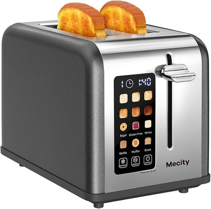 Mecity 2 Slice Touch Screen Toaster, 1.5" Wide Slot, Stainless Steel Smart by Mecity