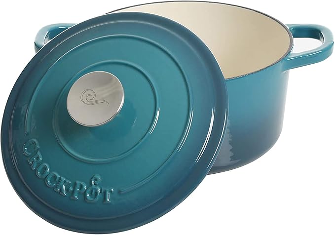 Crock-Pot Artisan 3-Quart Round Enameled Cast Iron Dutch Oven – Gradient Teal - Image 3
