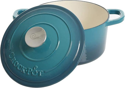 Crock-Pot Artisan 3-Quart Round Enameled Cast Iron Dutch Oven – Gradient Teal - Image 3