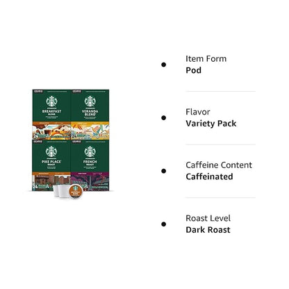 Starbucks K-Cup Coffee Pods, Starbucks Blonde, Medium and Dark Roast Hot or - Image 8