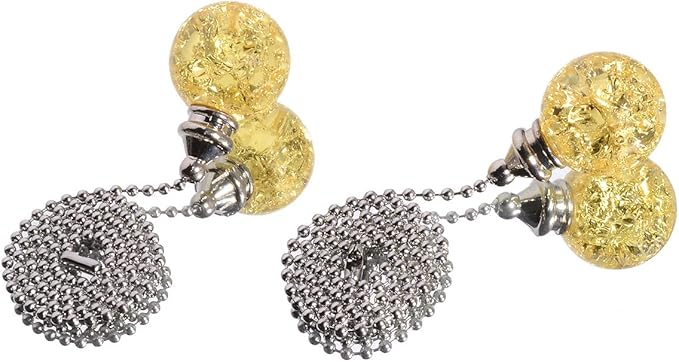 2PCS Yellow Pull Chain Crystal Glass Ice Cracked Ball Pull Chain - Image 5
