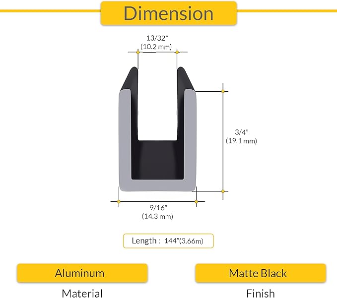 Brixwell SDCD3812MBL-XCP10 Matte Black Frameless Shower Door Aluminum Deep - Image 2