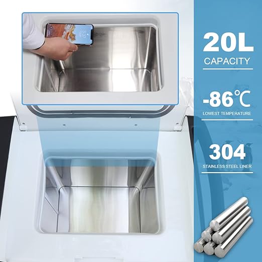 20L Ultra-Low Temperature Freezer-86°C Portable Lab Cryogenic Freezer 122 °F - Image 5