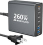 Aluminum Alloy 260W USB C Charger GaN Fast USB C Charging Station 7 Ports 65W by MEKIOJEO