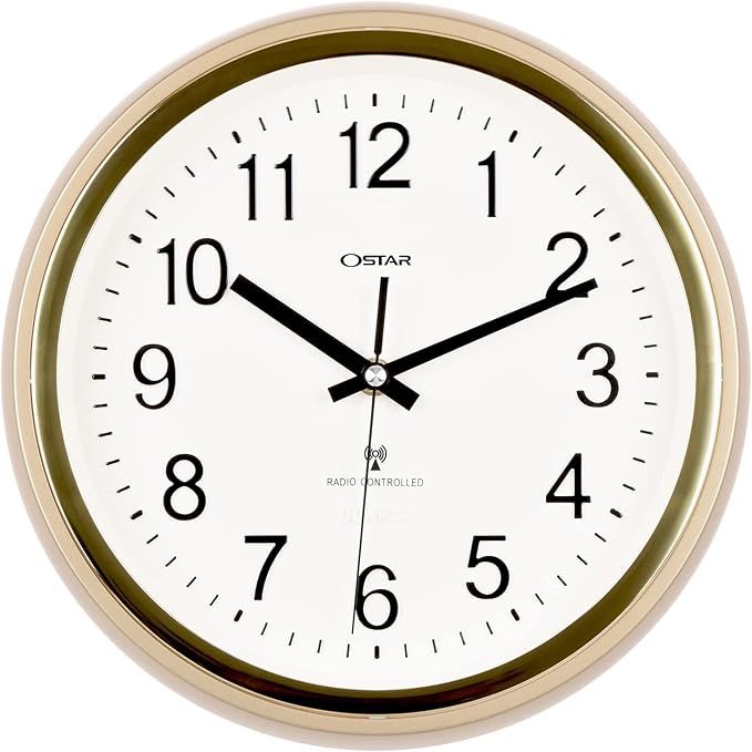 OSTAR Atomic Wall Clock, 11 Inch Round Battery Operated Clock by TrulySilentClocks