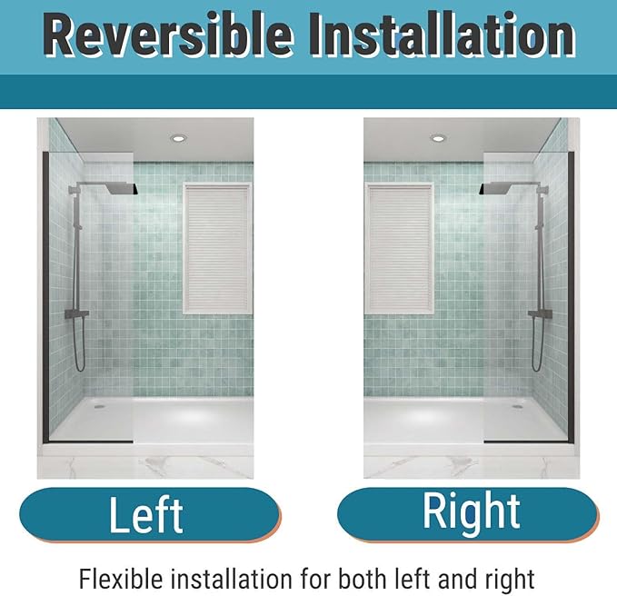 Sunrosa 24"×76" Shower Glass Panel, 8mm Thick Shower Screen, Matte Black - Image 5