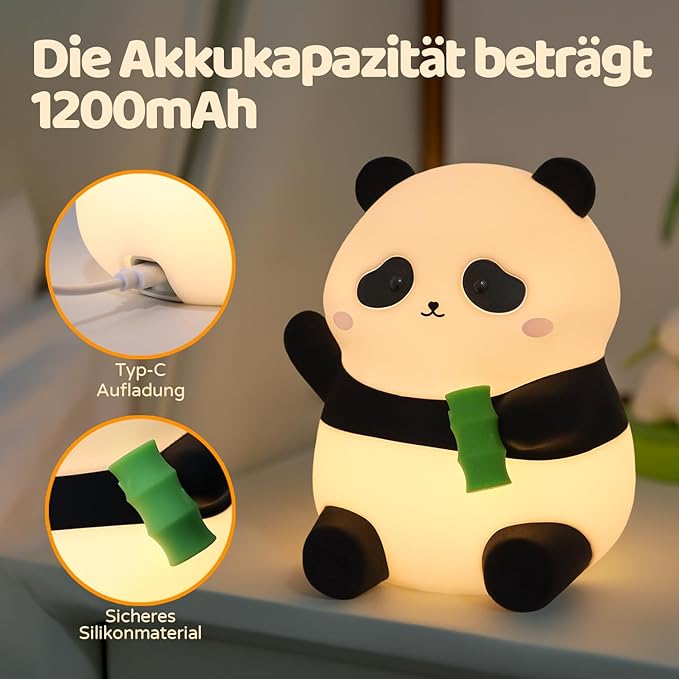 Rytinazzz Panda Night Light, 50-Hour Battery & Pat-to-Change Brightness - Image 6