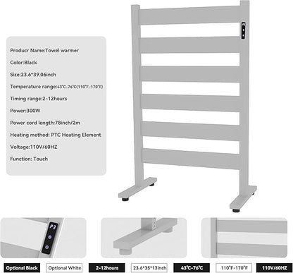 Heated Towel Rack – Rapid PTC Heating, LED Timer Control, High Temp & Large - Image 3
