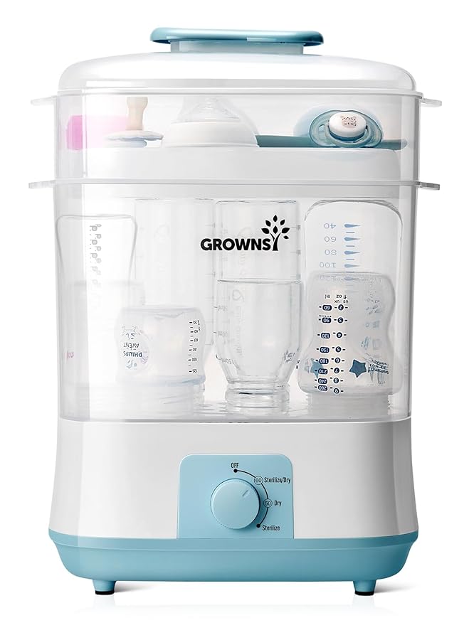 Grownsy Adjustable 4 in 1 Large Bottle Sterilizer and Dryer, 8 Bottles Capacity by GROWNSY