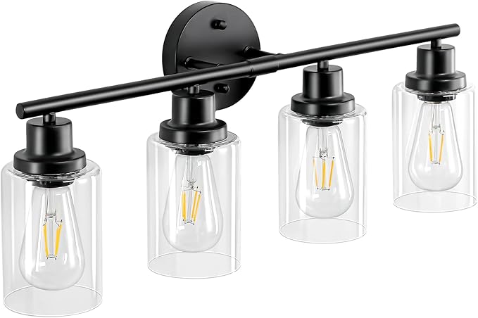 Guliaofo 4-Light Black Bathroom Light Fixtures, E26 Modern Vanity Lights - Image 9
