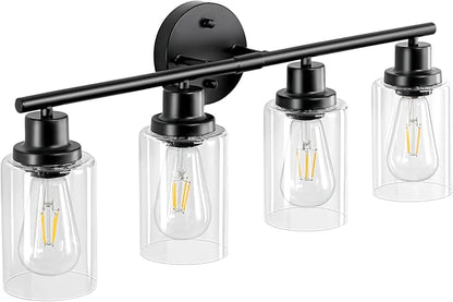 Guliaofo 4-Light Black Bathroom Light Fixtures, E26 Modern Vanity Lights - Image 9