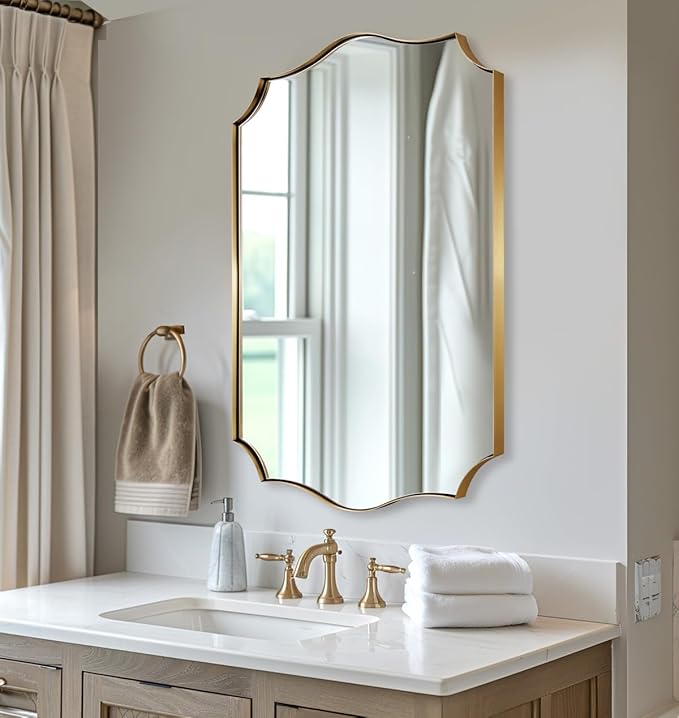 ANDY STAR Gold Vanity Mirror, 22x30 Inch Brushed Gold Mirror by ANDYSTAR