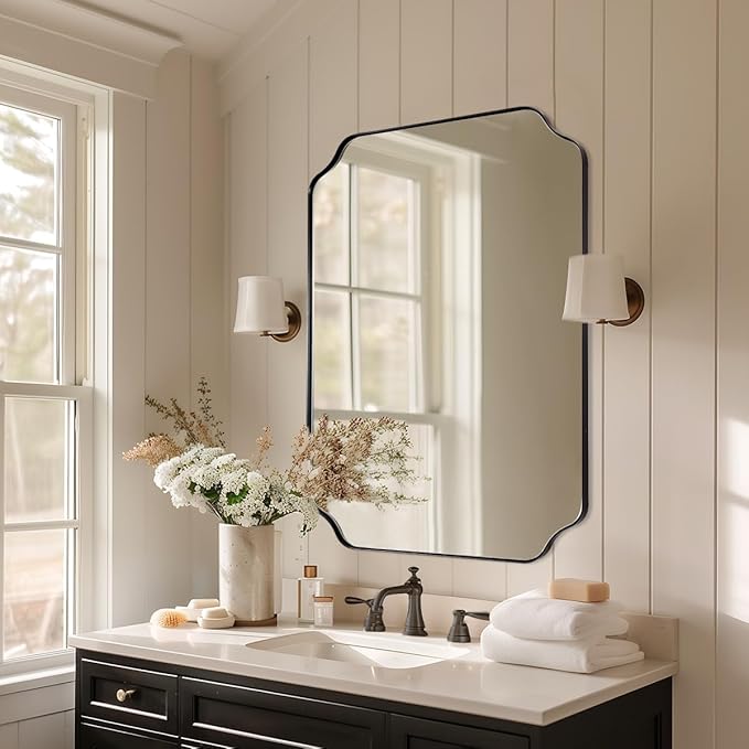 ANDY STAR Black Bathroom Mirror, 22x30 Inch Asymmetrical Mirror, Irregular Wall - Image 3