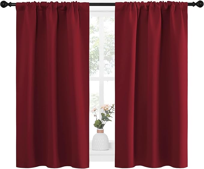 NICETOWN Christmas Burgundy Curtains Blackout Drape Panels - Image 2