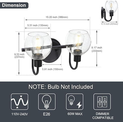 WINSHEN Black 2-Lights Wall Sconce Lighting - Image 6