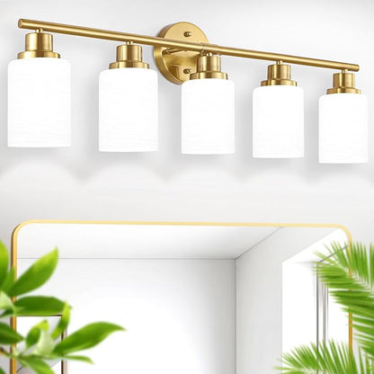Guliaofo 5-Light Vanity Lights, Brushed Gold Bathroom Light Fixture - Image 9