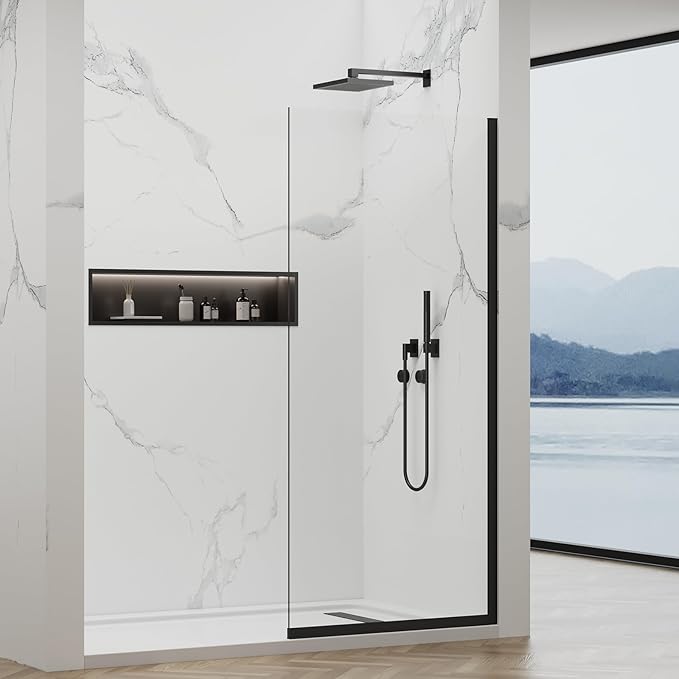35"x74" Semi-Framed Shower Screen, Single Fixed Shower Glass Panel by YTSAHSTT