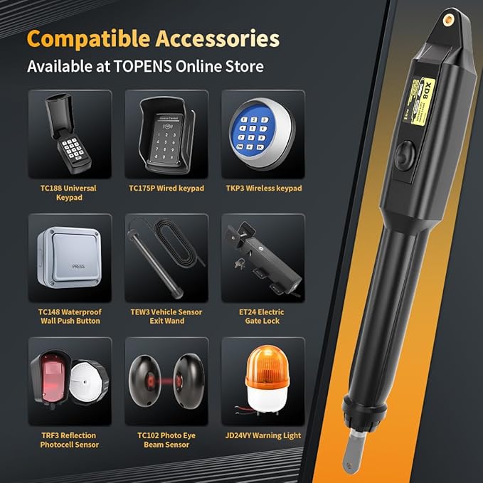 TOPENS XD851 Smart Gate Opener for Heavy Duty Single Swing Gates Up to 18ft - Image 9