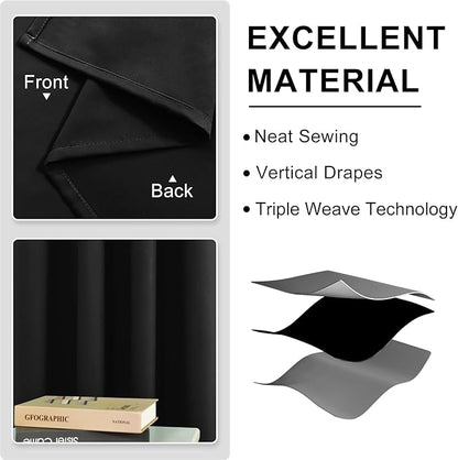 DWCN Black Blackout Curtains 84 Inches Long, Wide Window Drapes - Image 5