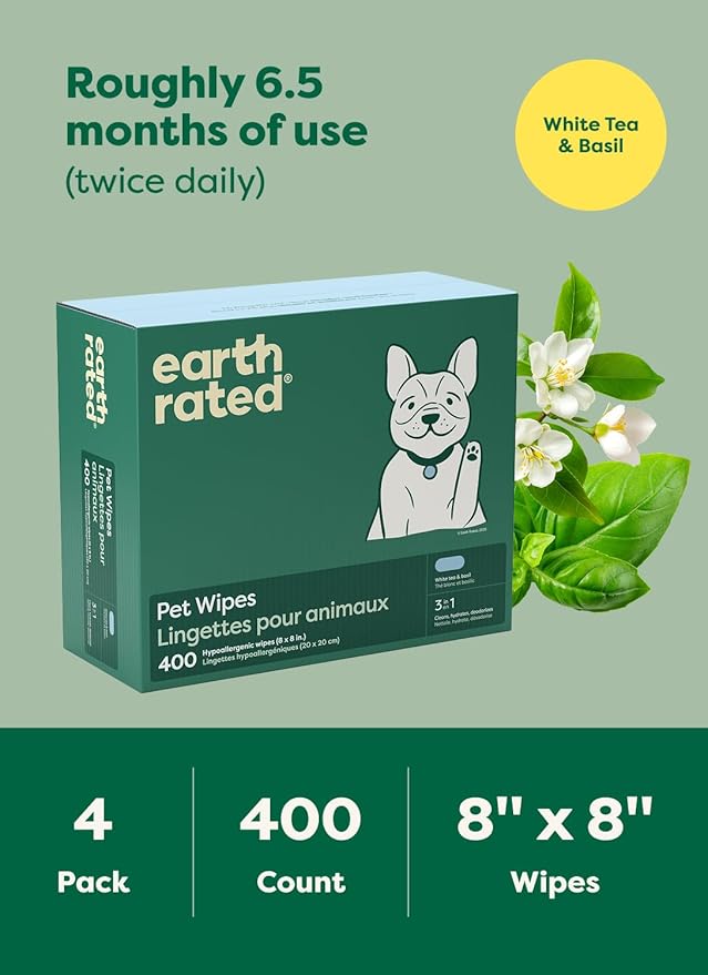 Earth Rated Pet Wipes for Dogs and Cats, Hypoallergenic, 3-in-1 Cleaning - Image 8