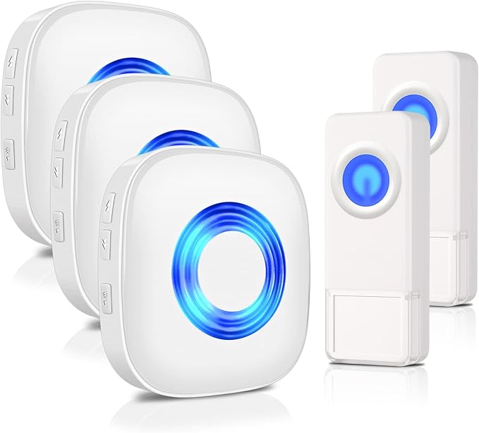 Wireless Doorbell with 3 Receivers 2 Buttons, PHYSEN Waterproof Door Bell Kits by PHYSEN