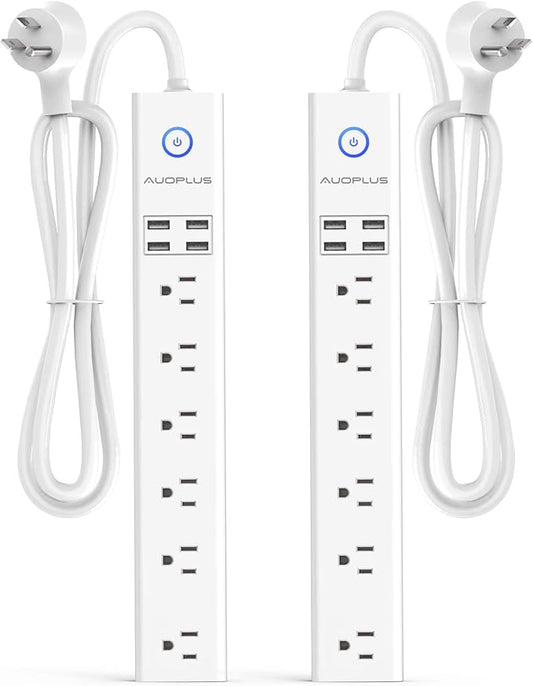 2 Pack Power Strip Surge Protector Flat Plug by AUOPLUSOFFICIAL