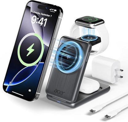 Acer 3 in 1 Charging Station for iPhone, Wireless Charger Stand, 15W Fast by Acer