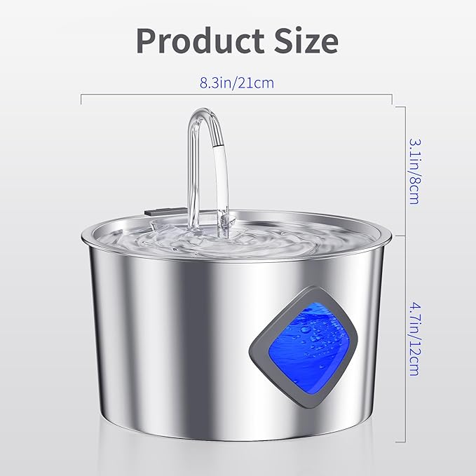 Cat Water Fountain Stainless Steel: 108oz/3.2L Automatic Pet Water Fountain - Image 7