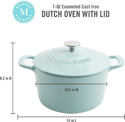 MARTHA STEWART Gatwick 7-Quart Enamel Cast Iron Dutch Oven – Martha Blue – - Image 2