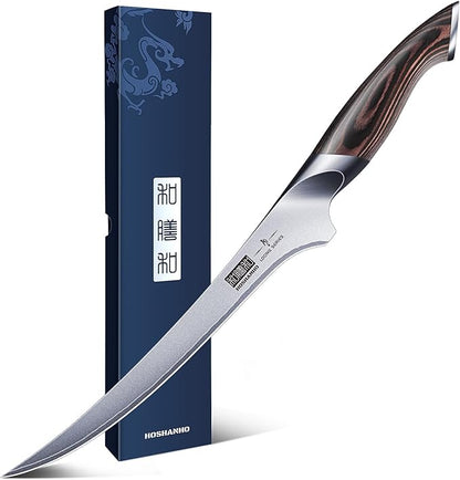 HOSHANHO Fillet Knife 9 Inch, Super Sharp Boning Knife in High Carbon Stainless by HOSHANHO