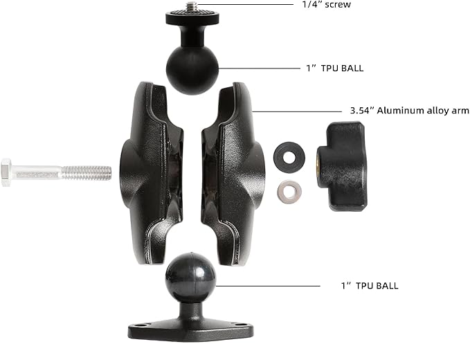 xik Camera Mount Holder: 1" Ball Rhombic Base, 1/4"-20 Thread - Image 2