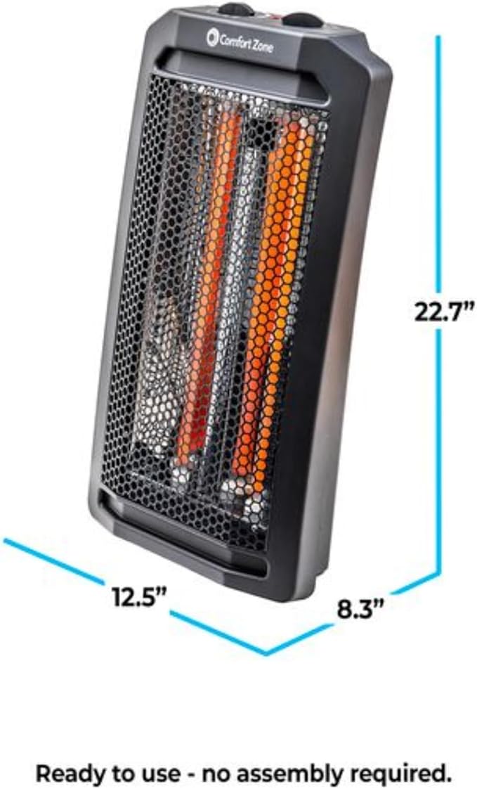 Comfort Zone Indoor Tower Space Heater, Adjustable Thermostat, Radiant Heat - Image 6