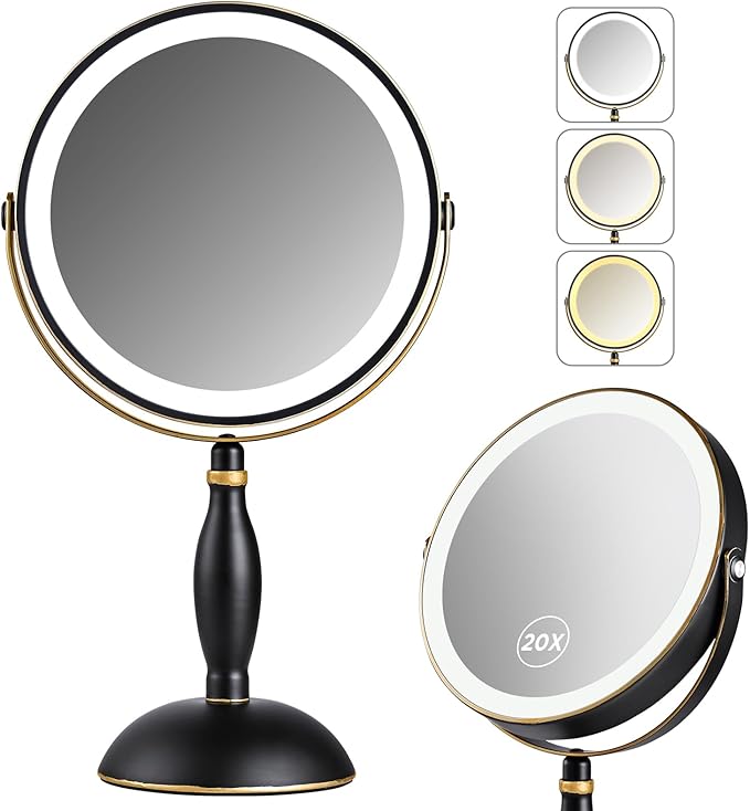 Lighted Makeup Mirror, 20x Magnifying Rechargeable Double Side Vanity Mirror by DASLAVA-BrightYourLife