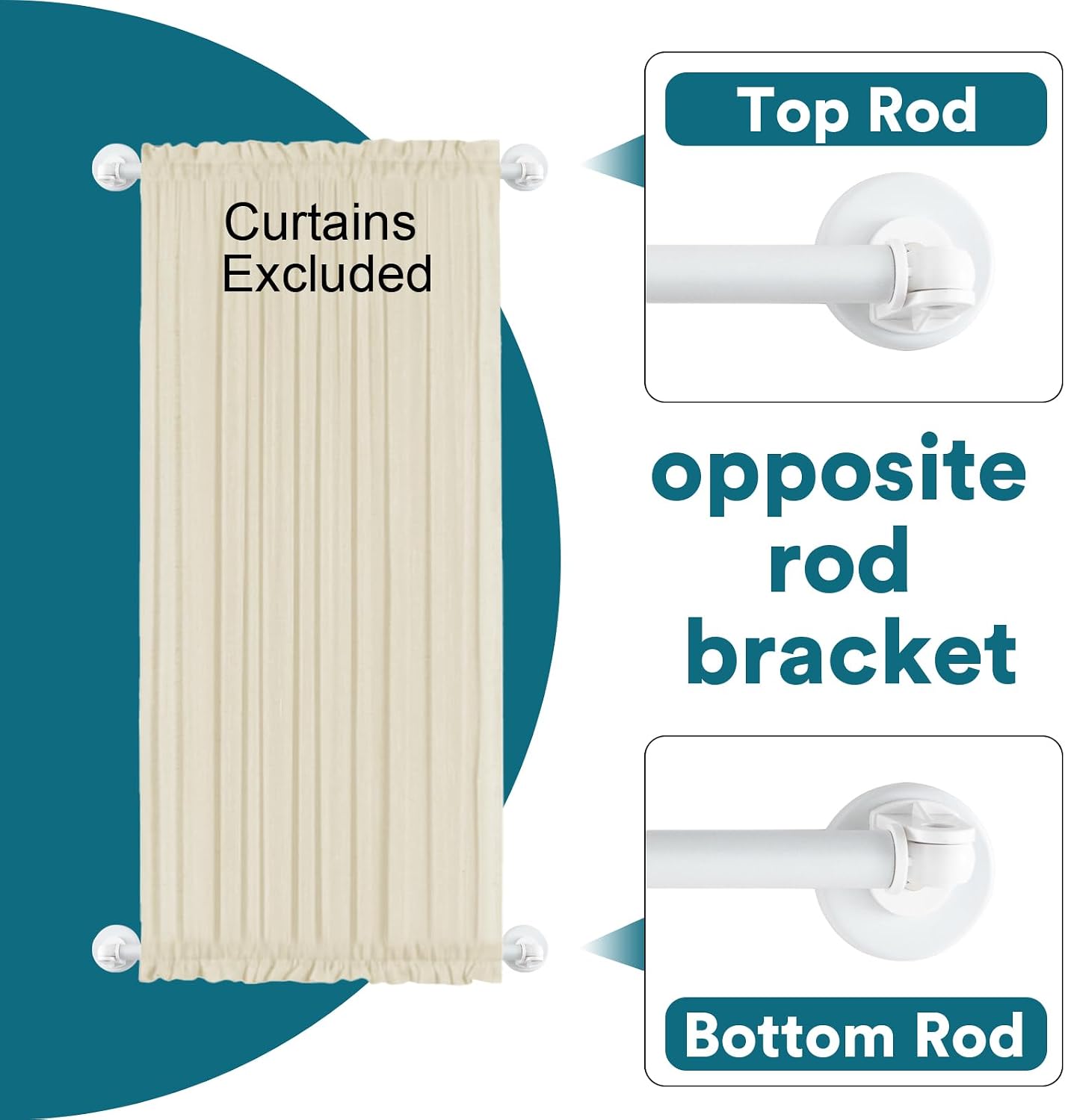 Magnetic Curtain Rod for Metal Door 16"-28", Magnet Cafe Curtain Rod For Small Window No Drill Rods Magnetic Sash Rods, White, 1 Pack