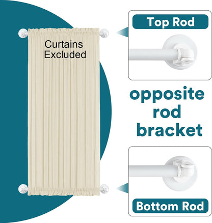 Magnetic Curtain Rod for Metal Door 16"-28", Magnet Cafe Curtain Rod For Small Window No Drill Rods Magnetic Sash Rods, White, 1 Pack