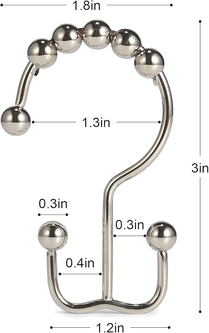 Shower Curtain Hooks, Goowin Shower Curtain Rings, Stainless Steel Shower - Image 3